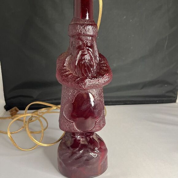 M G Husted Belsnickle Ruby Red Santa Claus Bottle Lamp Very Rare Works! - Picture 4 of 10